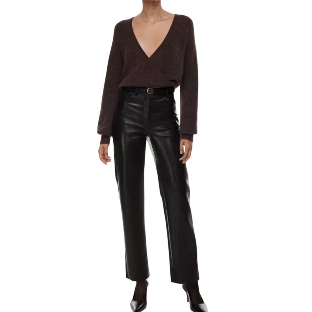 Aritzia Wilfred The Melina™ Vegan High Rise Leather Pants Black | Size 6
